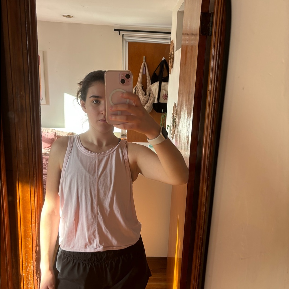 Lululemon tie back tank in pink mist